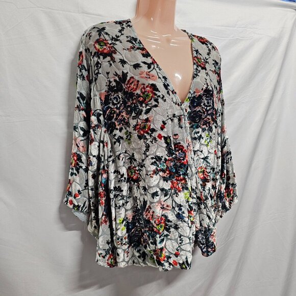 Anthropologie Maeve Umi Burnout Wrap Top Blouse Women Size L Floral - Picture 6 of 16